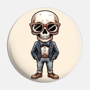 Preppy Skeleton - Colour Cartoon Pin