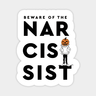 Beware Of The Narcissist Vintage Halloween Pumpkin Bold Typography Magnet