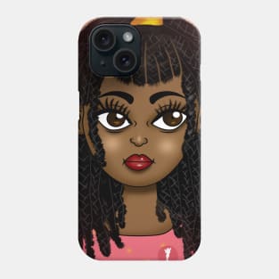 brown skin girl digital art with braids Phone Case