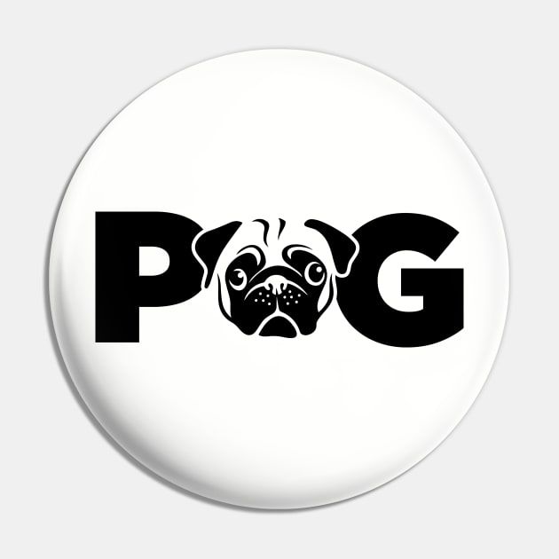 PUG dog face Pin by airealapparel