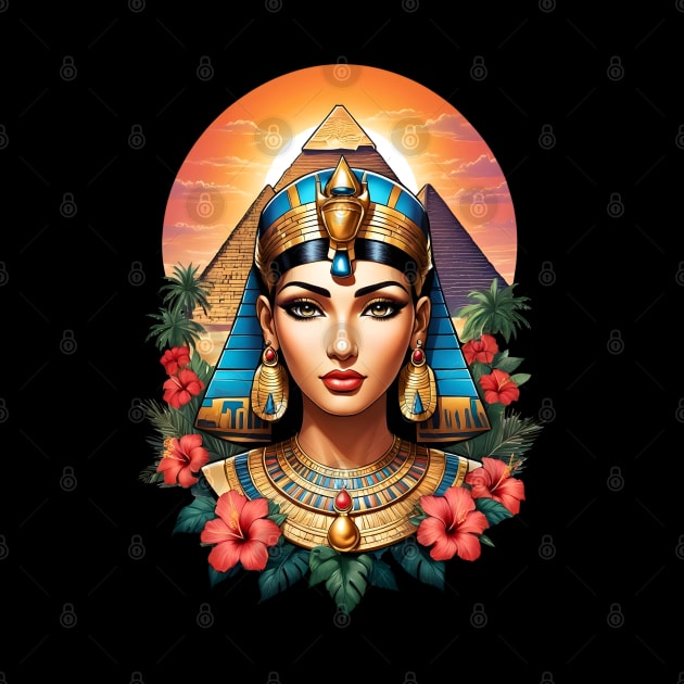 Cleopatra Queen of Egypt retro vintage floral design by Neon City Bazaar