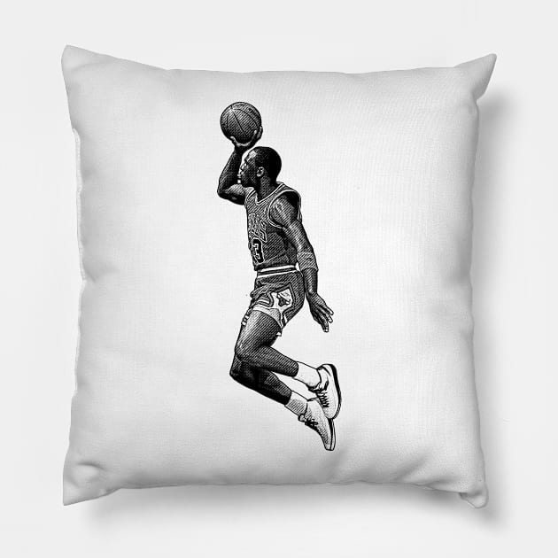 Michael Jordan Dunk  // Drawing Art Pillow by Ubbay-cool