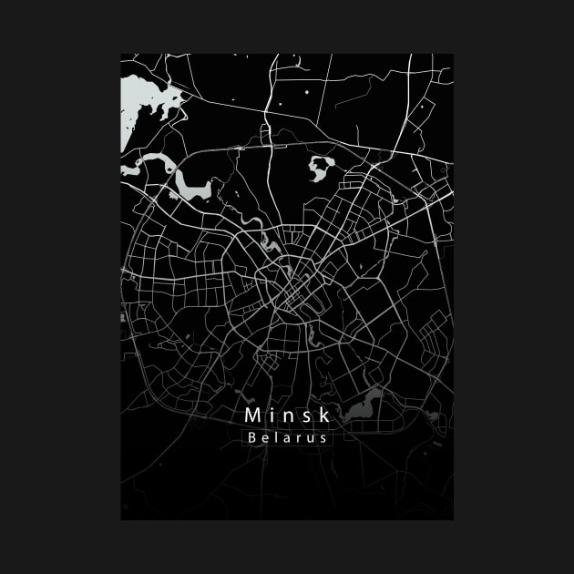 Minsk Belarus City Map dark by Robin-Niemczyk