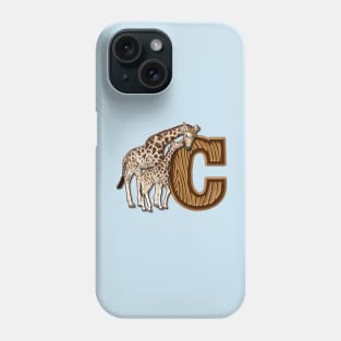 Mom and Baby Giraffe Monogram C Phone Case