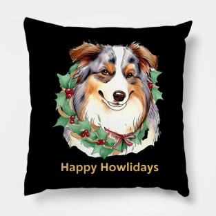 Happy Howlidays Australian Shepherd Pillow