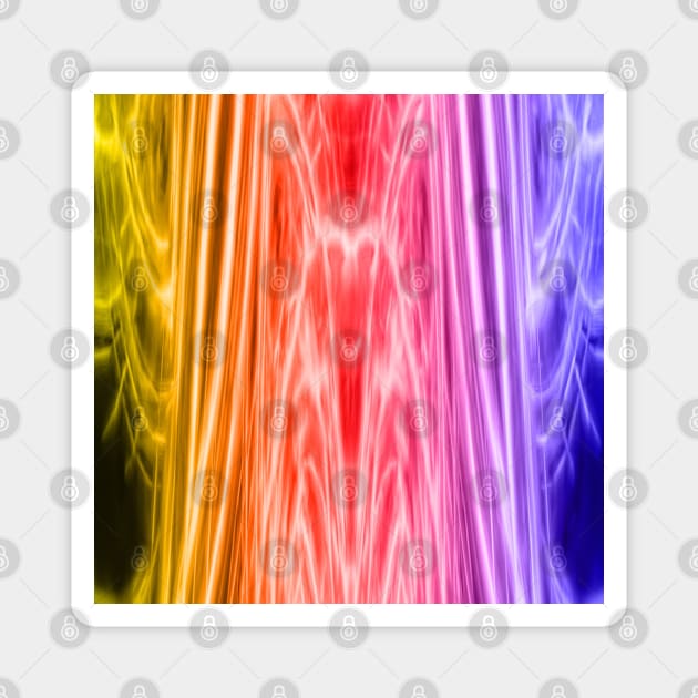 Vibrant rainbow fractal distortion Magnet by hereswendy