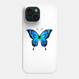 Dramatic Bright Blue and Black Butterfly Phone Case