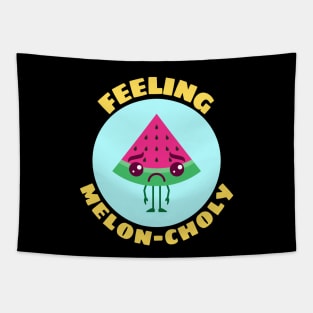 Feeling Melon-choly | Cute Watermelon Pun Tapestry