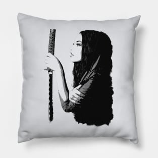 Samurai Girl Portrait Pillow