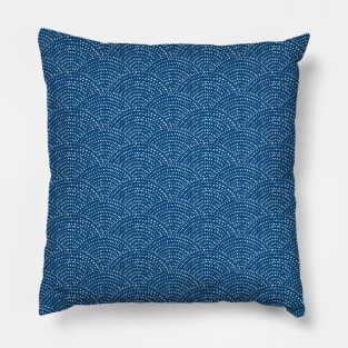 Ink dot scales - White on classic blue Pillow