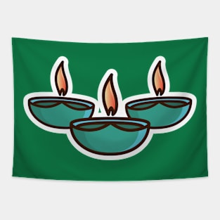 Diwali Props Sticker vector illustration. Happy Diwali Festival of lights celebration icon concept. Indian Festival Happy Diwali sticker design logo. Tapestry