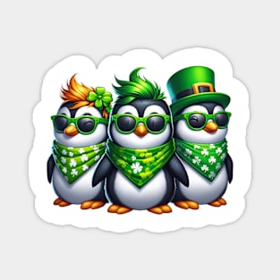 St Patricks Day Trio of Penguins Magnet