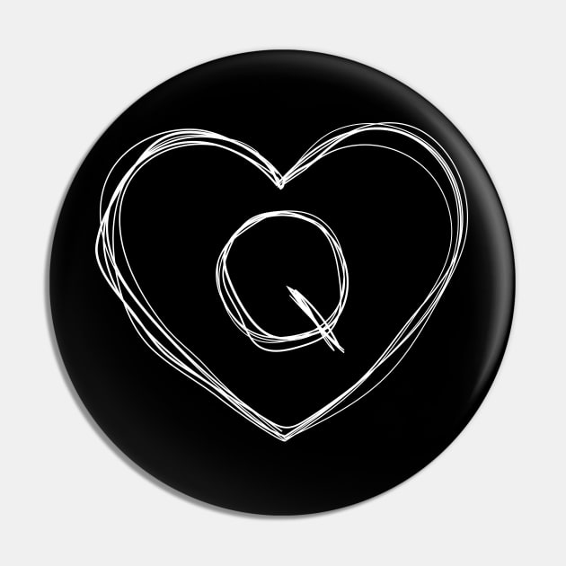 Letter Q with heart frame in lineart style Pin by KondeHipe