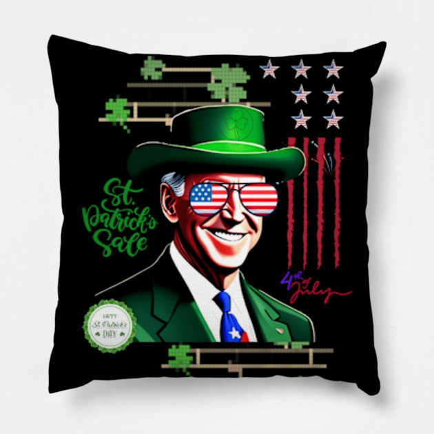 Modern Happy 4th Of July Joe Biden St Patricks Day Leprechaun Hat Pillow by Adam4you