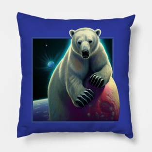 Polar Bear Space Art Pillow