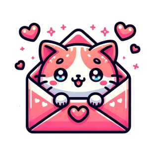 Kitty Love Letter - Kawaii Cat in Envelope T-Shirt