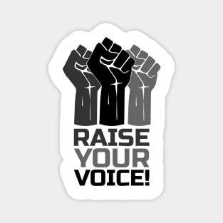 Raise Your Voice with Fist 3 in Black Magnet