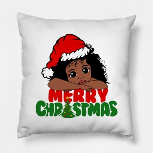 American African Christmas Santa Cute Natural Hair Afro Xmas Pillow