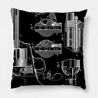 Revolving Fire Arm Vintage Patent Hand Drawing Pillow