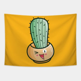 Cute smiling cactus pot Tapestry