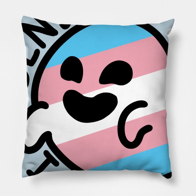 Gender is a Spoop (Trans Ghost) Pillow by SaxPon3_UmiZee