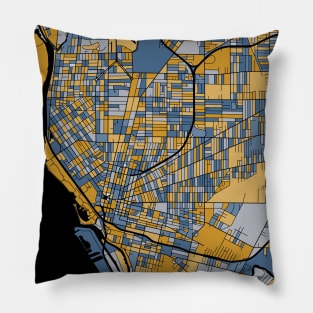 Buffalo Map Pattern in Blue & Gold Pillow