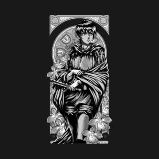 Art Nouveau of a Beautiful Warrior (Black and White) T-Shirt