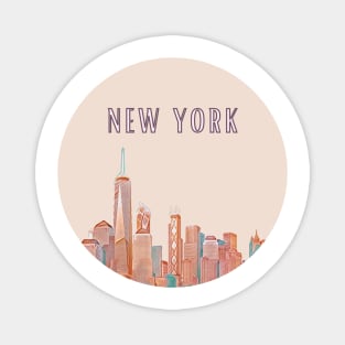 New York City (Manhattan) Skyline in Pink Magnet