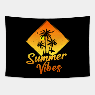 Retro Sunshine Summer Palm Trees Beach Tropical Summer Vibes Tapestry