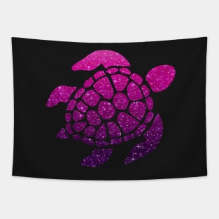 Dark Pink Purple Ombre Faux Glitter Turtle Tapestry