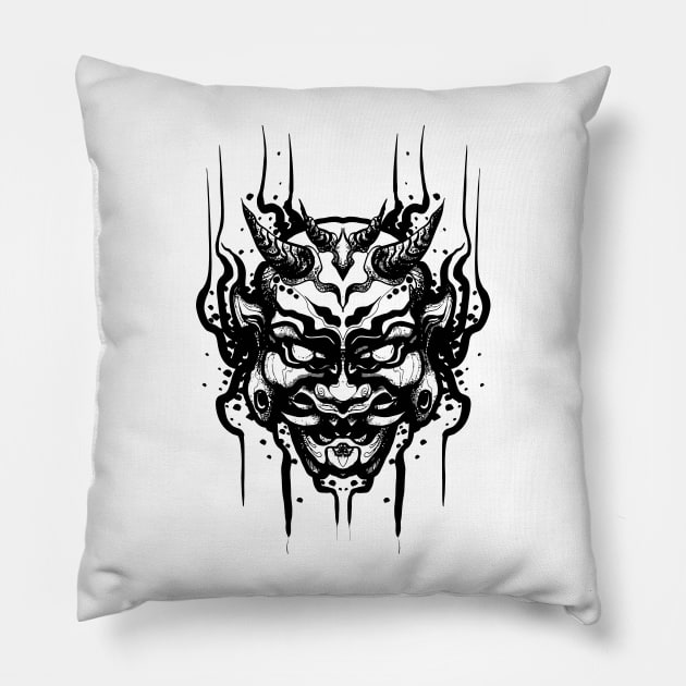 Dark oni - hanya mask Pillow by konealfares