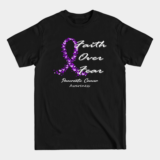 Discover Pancreatic Cancer Awareness Faith Over Fear - In This Family We Fight Together - Pancreatic Cancer Awareness - T-Shirt