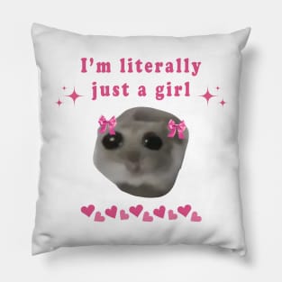 sad hamster meme a girl Pillow