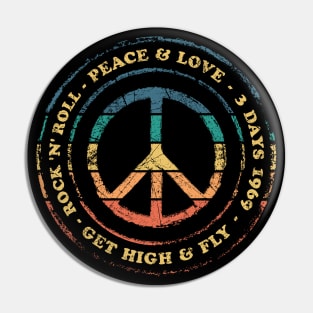 Peace Love & Rock n Roll 60s 70s Vintage Pin
