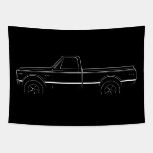 front/profile - Chevy C-10 Pickup - stencil, white Tapestry