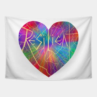 Resilient Rainbow Kintsugi Heart Tapestry