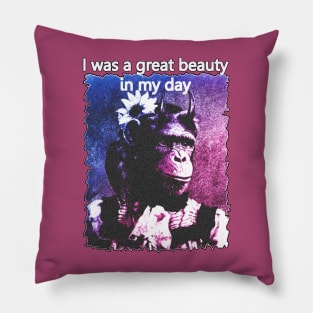 Funny Chimp Old Age Joke Design Pillow