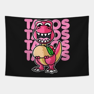 Dinosaur Tyrannosaurus Taco Kawaii Neko Anime Mexican food print Tapestry