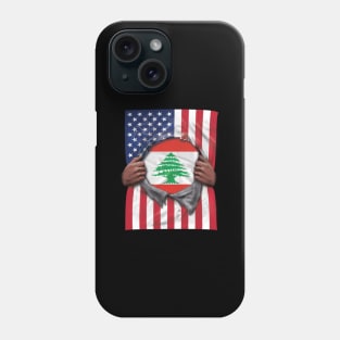 Lebanon Flag American Flag Ripped - Gift for Lebanese From Lebanon Phone Case
