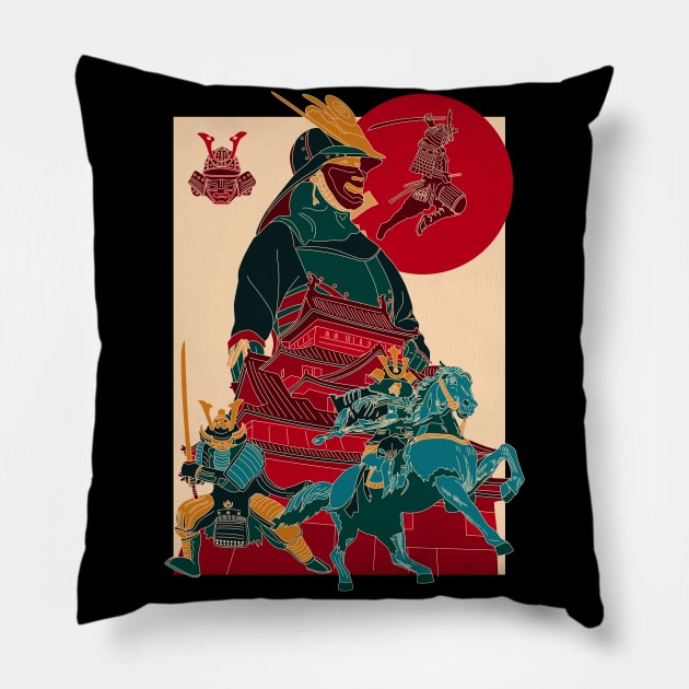 Samurai Warrior - Japanese Art Pillow by Sachpica