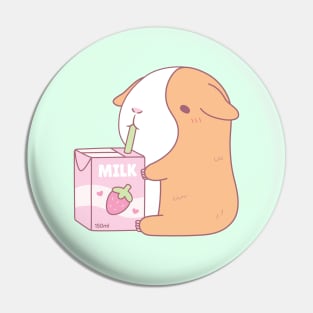 Cute Guinea Pig Drinking Strawberry Milk Pin