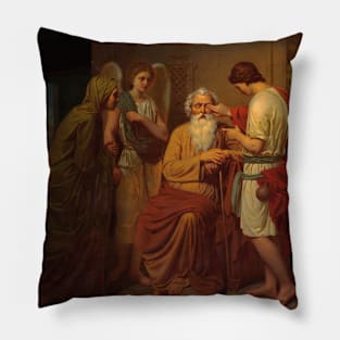 Tobias Healing His Blind Father's Eyes by August Malmstrom Pillow