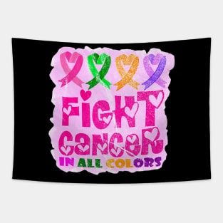 Fight Cancer In All Color Feather Breast Cancer Awareness Tapestry