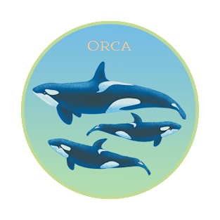 ORCA trio, Killer Whale, Dolphin - green blue T-Shirt