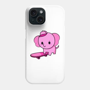 Cute Pink Elephant Skateboard Phone Case