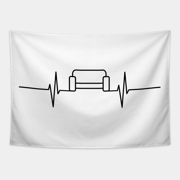 Couch Heartbeat - Black design Tapestry by Warp9