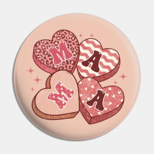 Retro Valentine Mama Heart Candy Pink Leopard Print Pin