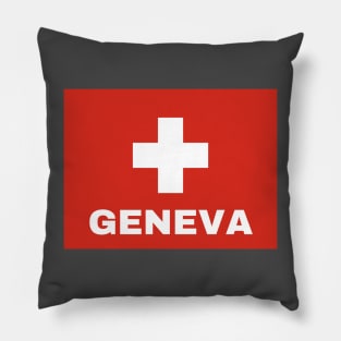 Geneva City in Swiss Flag Pillow