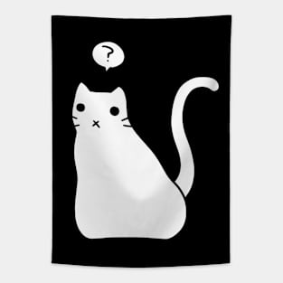 Confused White Kitty Tapestry