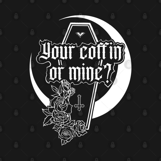 Your Coffin Or Mine? Skull, roses, night night, love, gothic, woman, moon, goth, coffin, vampire, girl, death by SSINAMOON COVEN